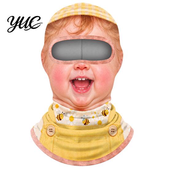 Funny Face Balaclava Baby Mask, Breathable Ice Silk Cover, Anti-Slip Covering Full Protection Neck Gaiter for Outdoor Cycling Riding Sun Mask