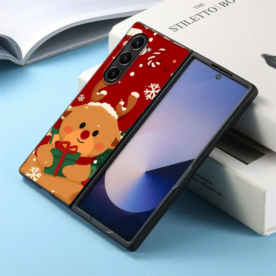 Чехол Клаус Снеговик Елка Рождественский для Samsung Galaxy ZFold4 Z Fold 7 6 5 4 3 ZFold3 ZFold7 ZFold5 ZFold6 Задняя крышка телефона