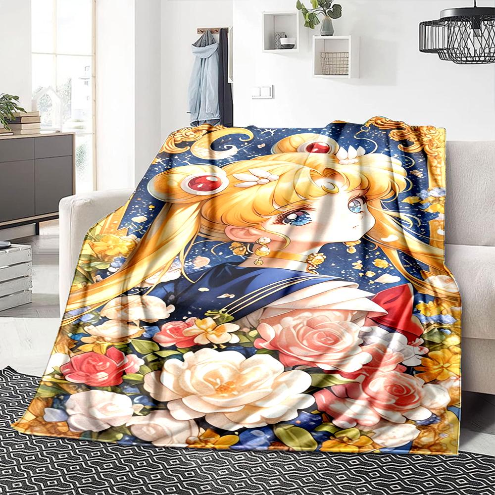 1Pc Moonlit Sailor Princess Blanket For Couch Bed Plush Cozy Fuzzy Blanket Super Soft Warm Blankets For Fall And Winter 0918242