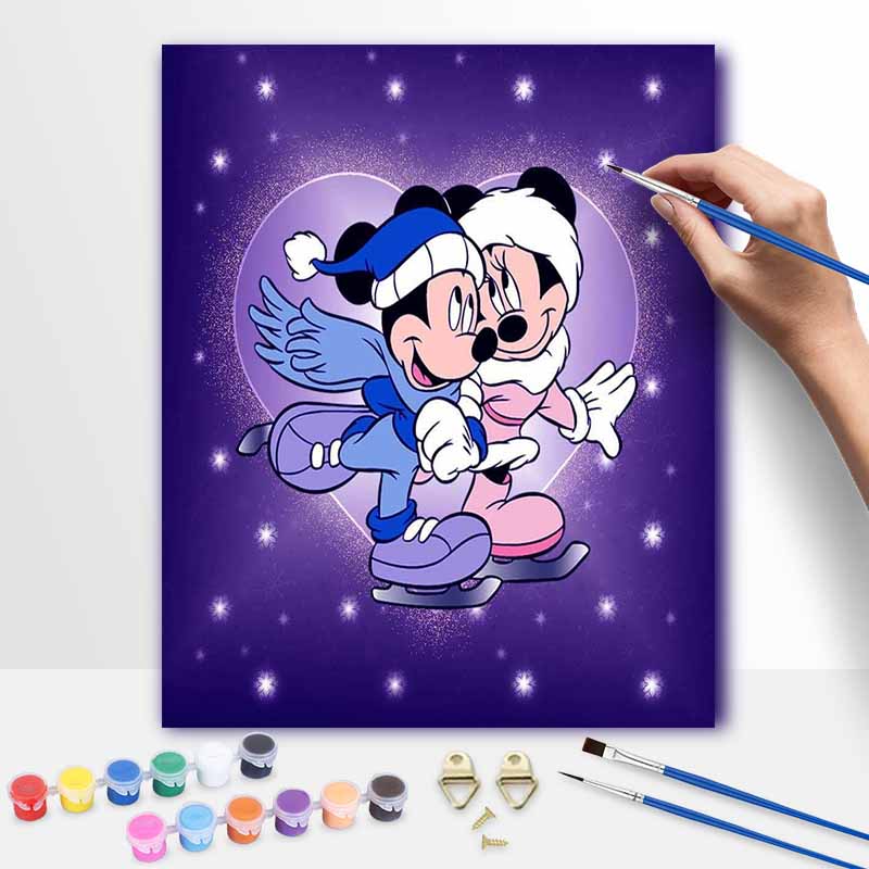 Disney Набор для рисования своими руками Зимнее катание на коньках Микки Минни Классический стиль Декор для дома Поделка Идея подарка Настенное искусство Украшение Романтический Праздничное веселье