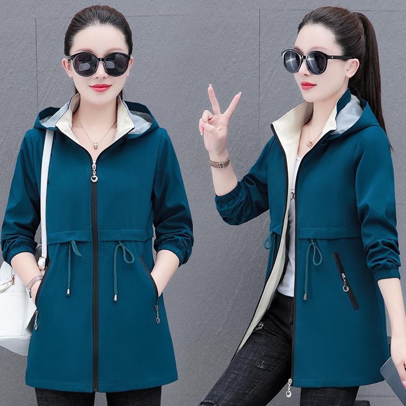 Осенне-зимняя женская ветровка, бархатный теплый плащ средней длины с капюшоном, корейская женская куртка, тонкая верхняя одежда