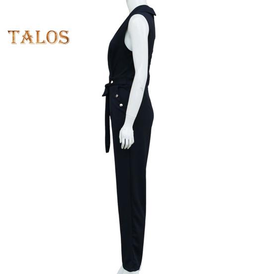 Летний женский комбинезон без рукавов с V-образным вырезом, облегающий, с пуговицами, на шнуровке, однотонный, с широкими штанинами, деловой, деловой, дорожный комбинезон