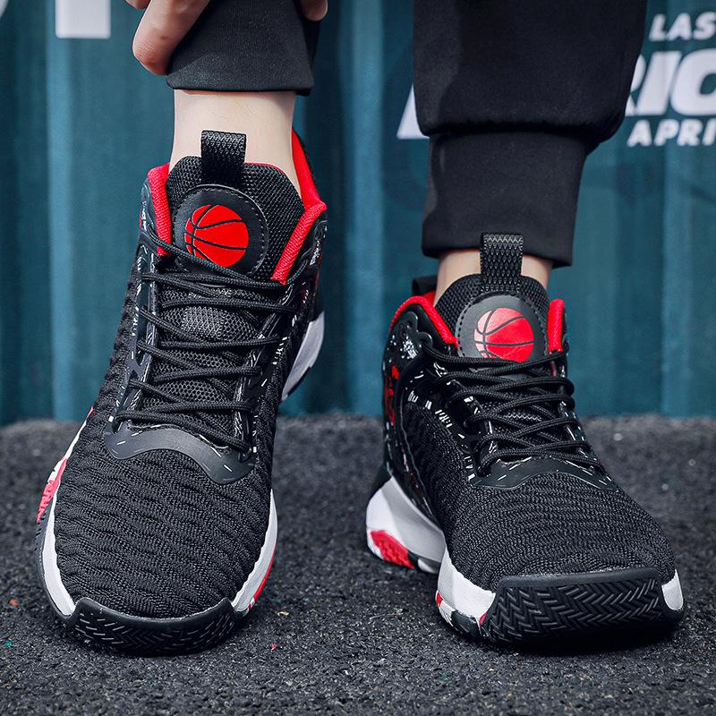 Basketball shoes, fly-woven sports and leisure shoes, large size, breathable mesh, shock-absorbing, non-slip and wear-resistant sneakers