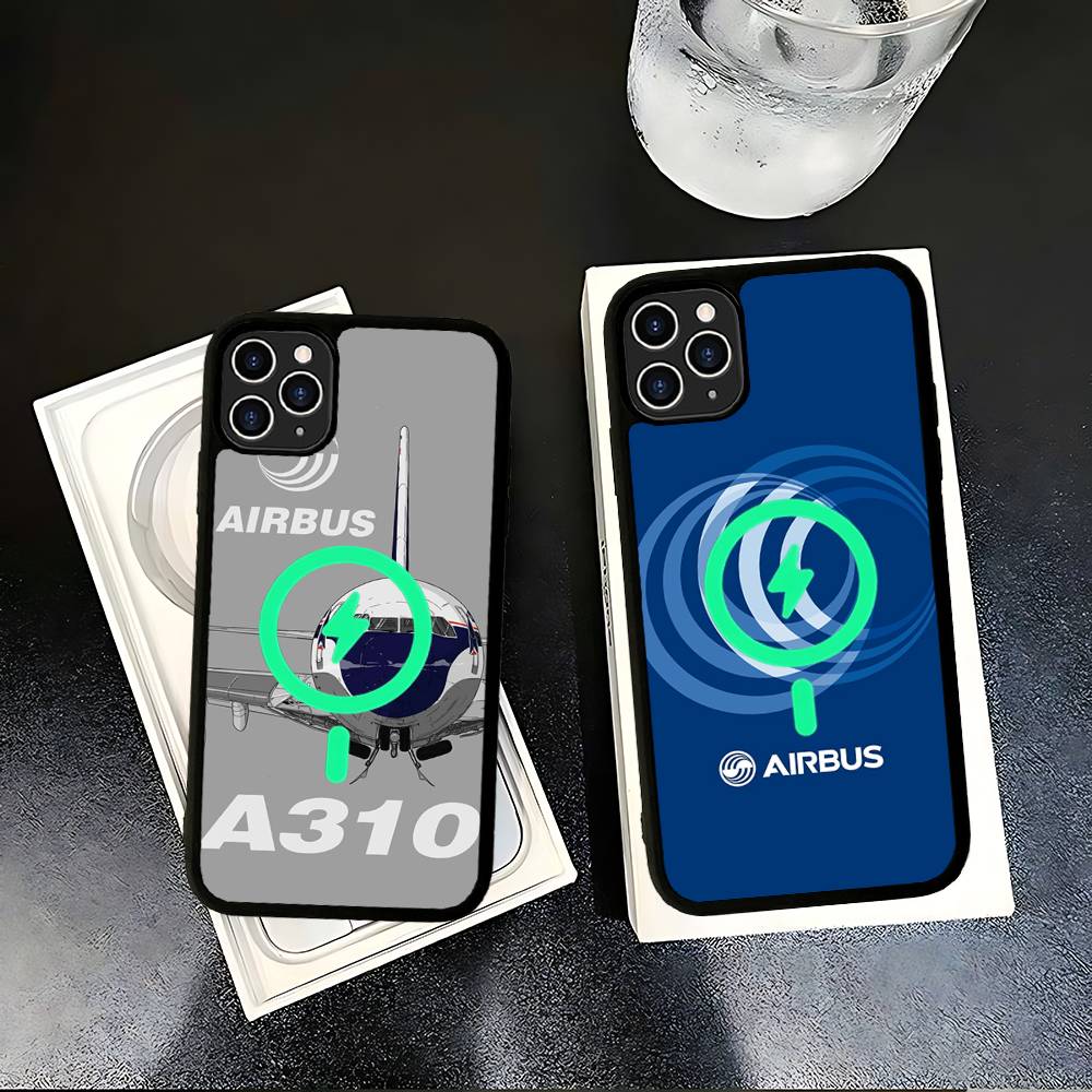 Черный чехол A-Airbus с логотипом для телефона с магнитной зарядкой Magsafe для iPhone 16 15 17 Pro Max 11 12 13 14 Plus