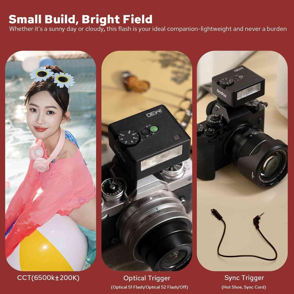 Godox iM30 Camera Flash Manual GN15 7 Levels Power Adjustment Optical Control Universal Hot Shoe Compatible with Cameras 6500K±200K S1/S2