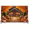 2D Fall Pumpkin & Scarecrow Backdrop Photography Background Banner