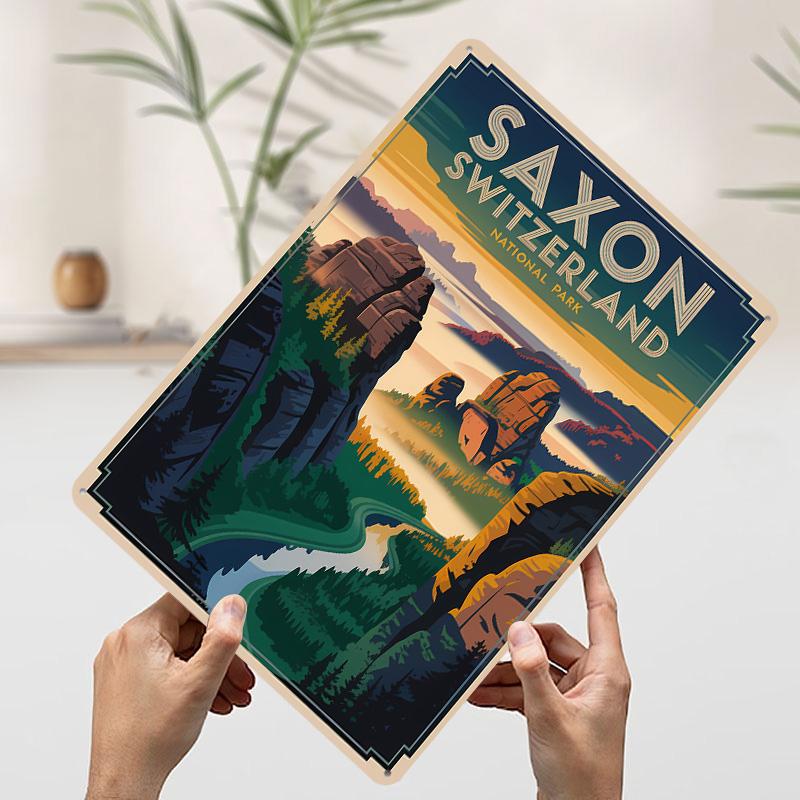 Saxon Switzerland National Park Printing Poster Customized Retro Wall Art Vintage Metal Signs for Room Aesthetic Decoration Home