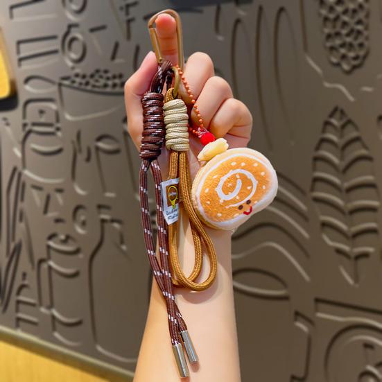 Плюшевый брелок-подвеска Милые пищевые брелоки для сумок рюкзаков Мягкий улыбающийся хлеб пончик бургер Плюшевый подвес для сумки Декоративные аксессуары на шнурке