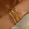 Женский цирконовый браслет с буквой - Не выцветающий, Открытый браслет-манжета, Украшения из титановой стали