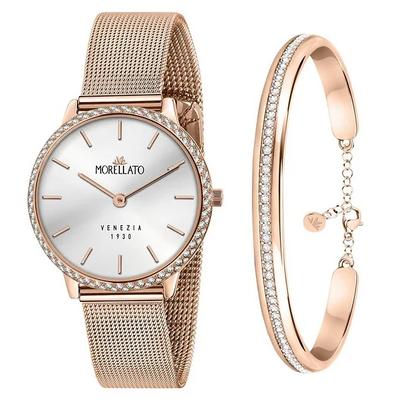 1930 Just Time Розовое золото Серебристый циферблат Кварцевые R0153161504 Женские часы с бесплатным браслетом