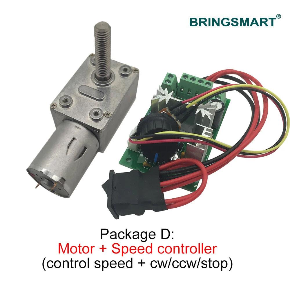 Bringsmart 33mm Micro Worm Electric Motor M8 Screw Shaft Length 12V 24V DC Motor Motor JGY 370 Speed Adjusted 6-150rpm 6V
