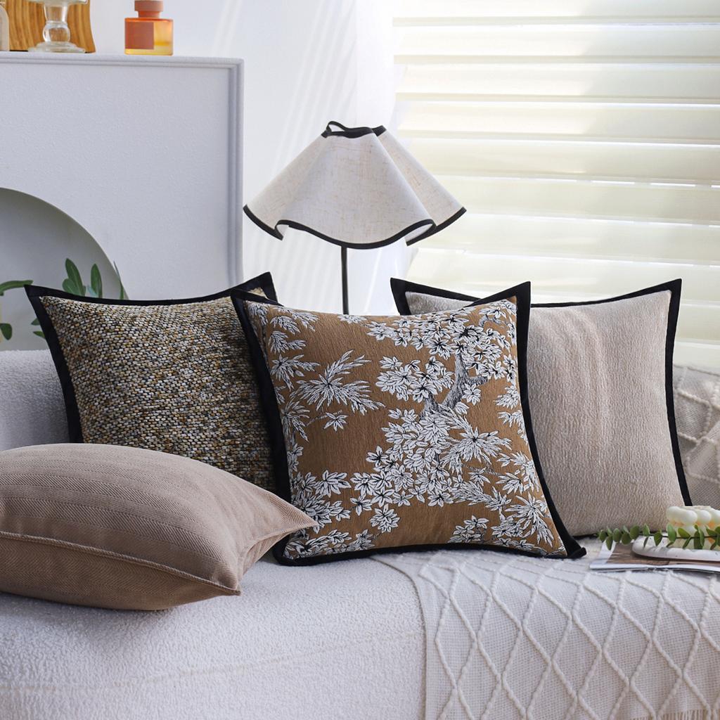Light Luxury French Floral Pillow Sofa Living Room Middle-aged High-end Cushion Bed Pillow Car Cushion Cover with Core