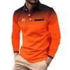 Autumn and Winter Long Sleeved Gradient Blocked Men's Button Up Collar Polo Shirt Simple Fashionable Trendy Comfortable Me