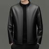 Yiliteng Men's Stand Collar Genuine Leather Jacket