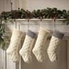 Large Knitted Christmas Stockings 18" Xmas Gift Stocking Hanging Decorations Festive Decor Candy Toys Bag Hanging Stocking for Mantel Window