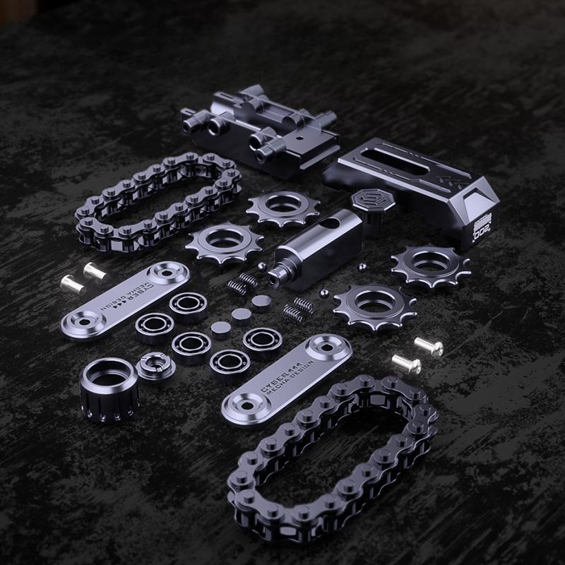 Вращалка Fidget Цепочка Ролик Магнитная Толкающая Карточка 3-в-1 Танк EDC Сенсорная Игрушка для Снятия Стресса Металлический Механический Слайдер Толкающая Пластина