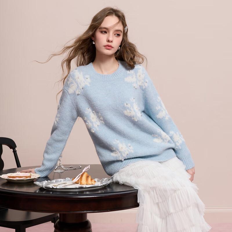 Sancai Women's 2025 Winter Drop Shoulder Knit Sweater