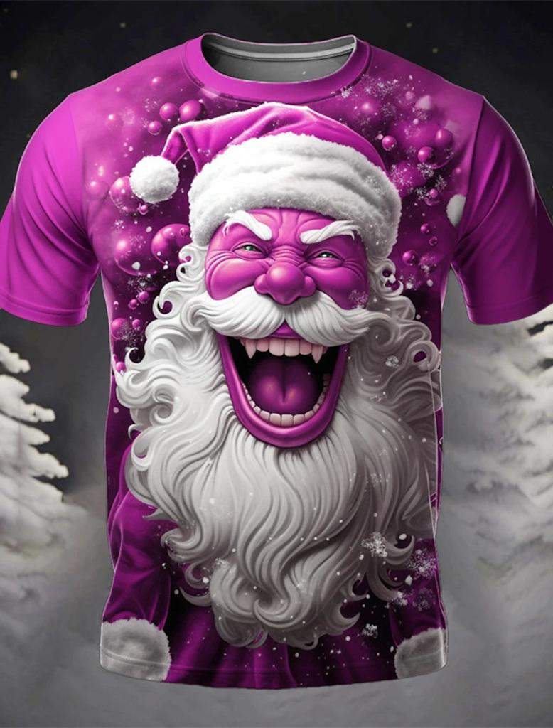 Christmas Santa Holiday Shirt 3D Printed Hot Christmas Short Sleeve Party Men's Tops Rave Printed Casual Fashion Menswear