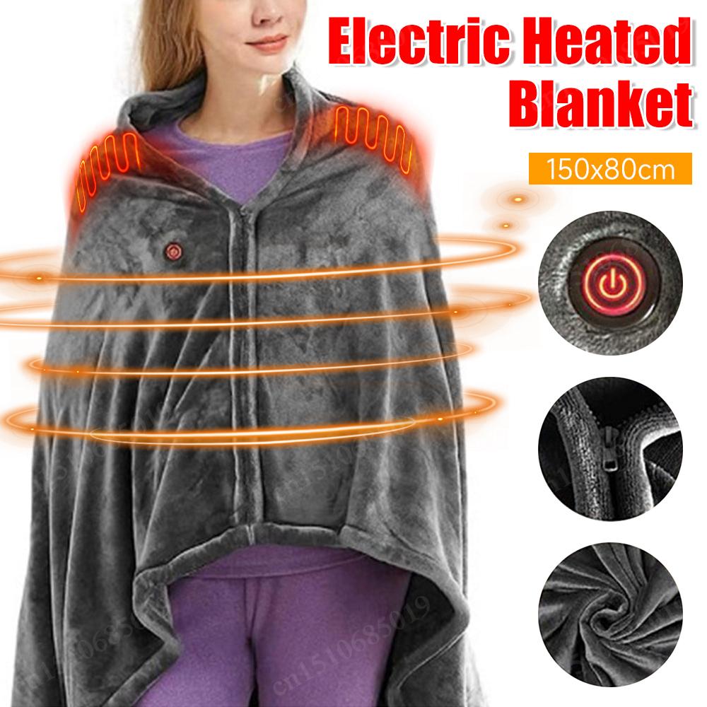 Office Wearable USB Electric Heated Blanket Washable Body Warmer Blanket Home 5v 3 Heated Level Throw Blanket 8 Heated Areas