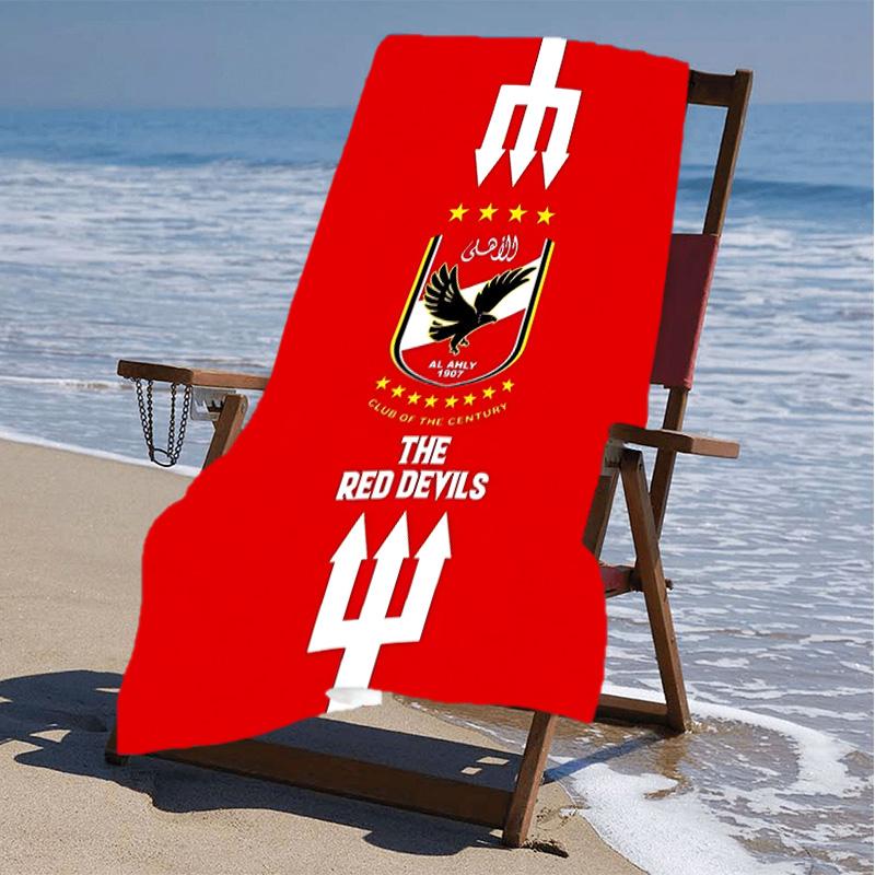 1pc Al Ahly FC Beach Towel, Beach and Seaside Swimming Pool Equipment, Fashion Pattern, Rectangular, Travel Essentials