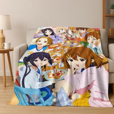Аниме K-ON Кавайная Девочка Хирасава Юи Музыкальный Мультфильм Фланелевое Одеяло, Уютное Мягкое Плед для Дома Спальни Кровати Дивана Покрытие Ребенок