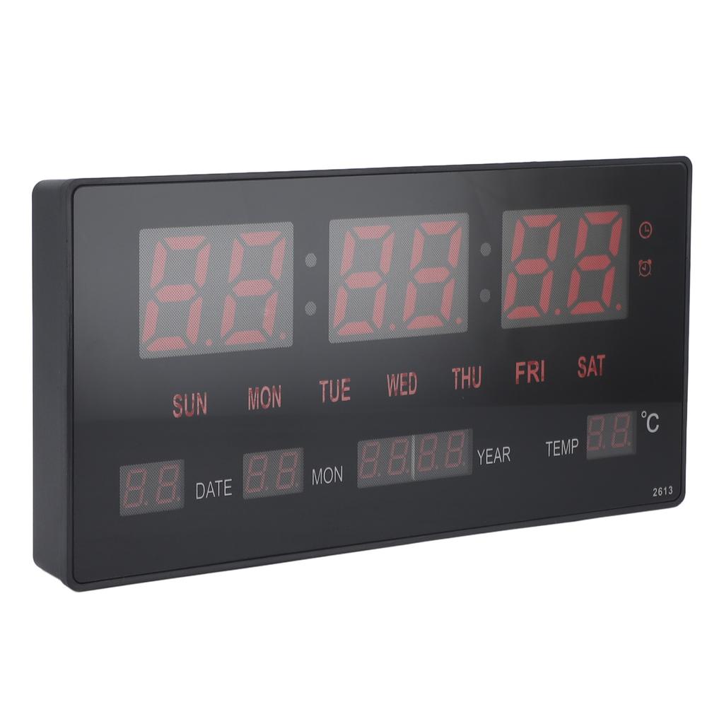 LED Number Clock Large Big Digital Display with Temperature Wall Alarm US Plug 100‑240V