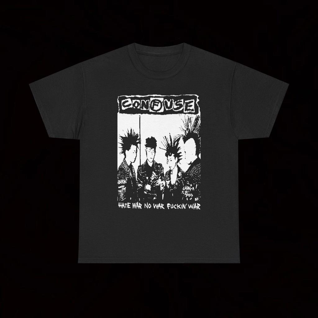 Confues Hate War No War Fuckin' War T Shirt Crust Punk Hardcore Vintage The Execute Swankys Dust Noise Black Uniforms Life Ripcord Larm Mobs
