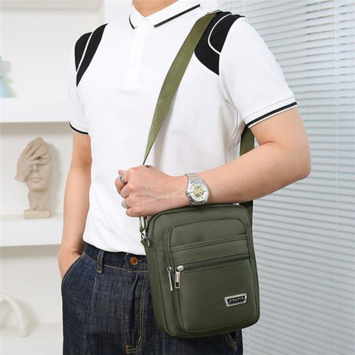 Four Zipper Men's Nylon Cloth Crossbody Bag Shoulder Bag Outdoor Leisure Bag