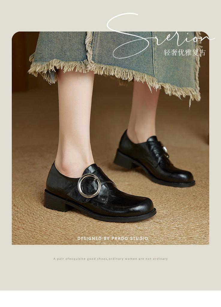 Women's Round Head Coarse Heel Deep Mouth Single Shoes