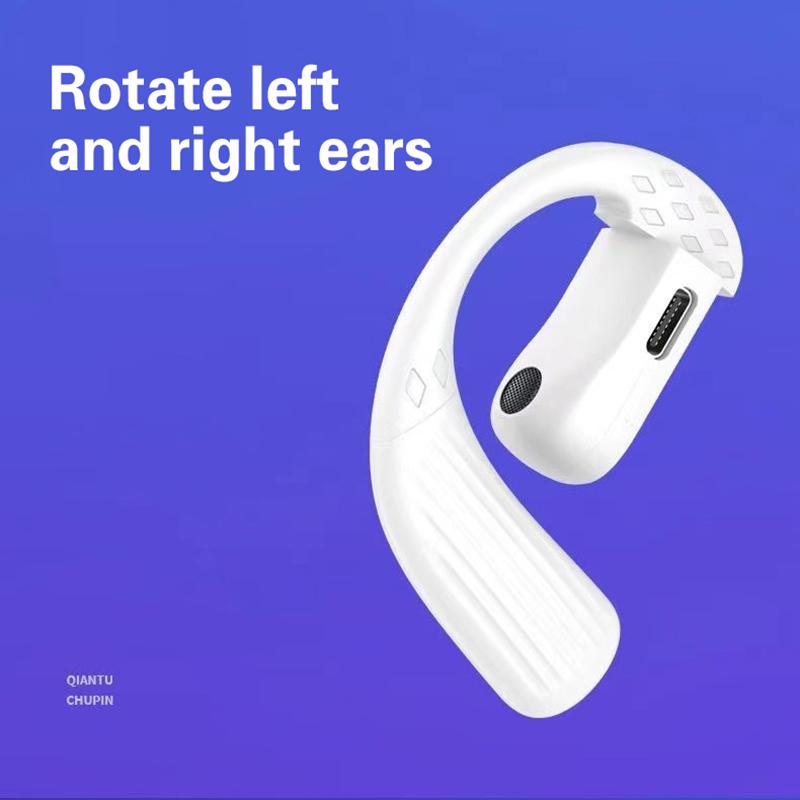 Беспроводная бизнес-гарнитура Bluetooth 5.4 с открытым вращением на 180° и микрофоном, с костной проводимостью, заушным креплением, сенсорным управлением, спортивные Hi-Fi наушники