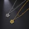 Cazador Pentagram Pentagonal Pendant Necklace for Women Heart Star Geometric Stainless Steel Chain Necklaces Jewelry Wholesale