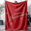 Happy Anniversary Throw Soft Flannel AC Blanket Lightweight Summer Nap Throw Cozy  Blanket for Sofa Bed Travel Home