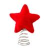 Christmas Tree Topper Red Plush Five-Pointed Star Decor Metal Frame Secure Base Traditional Christmas Decor Home Party Decoration