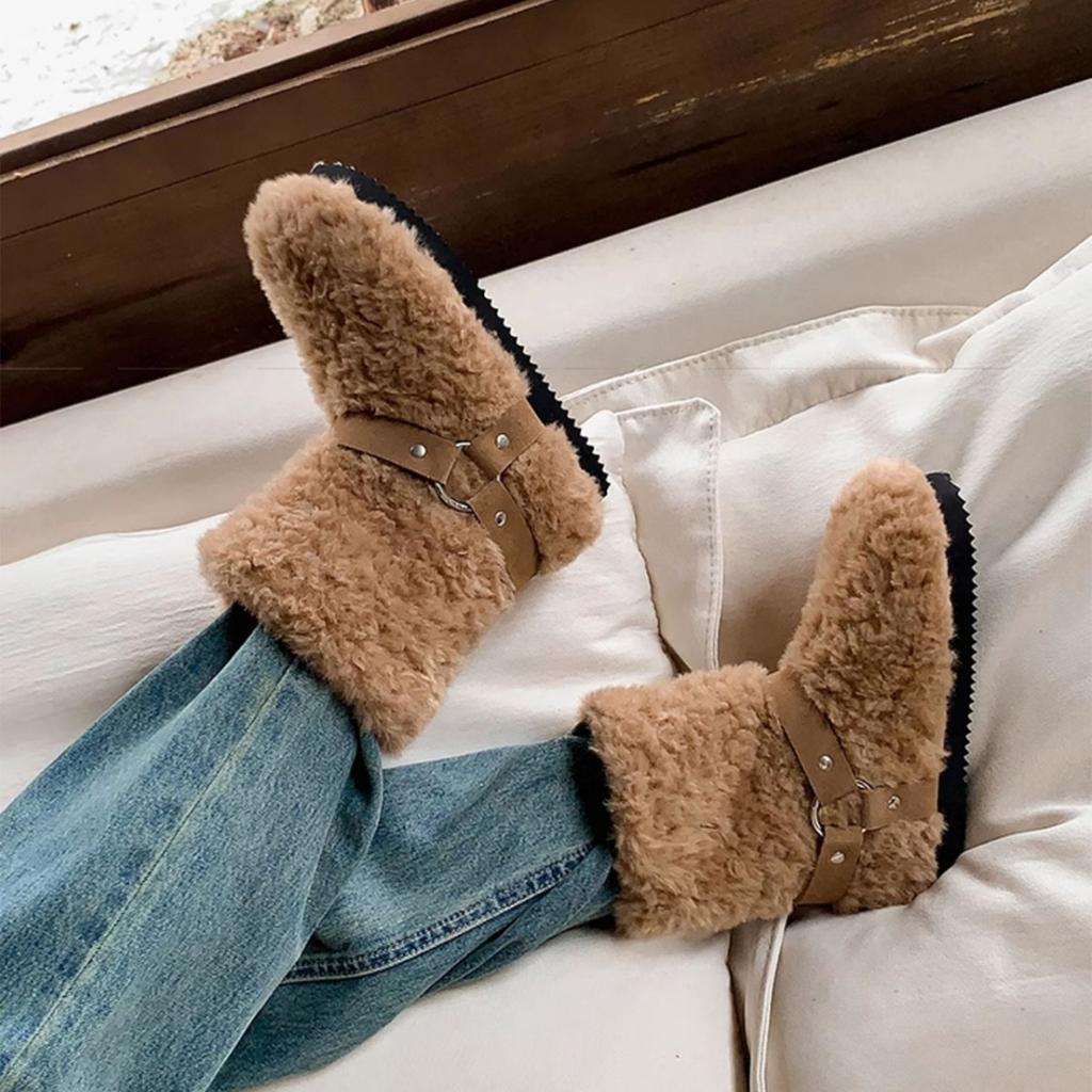 Женские большие размеры мягкие эластичные зимние теплые утепленные сноубутсы нескользящие износостойкие для улицы для отдыха спортивные плюшевые хлопковые ботинки