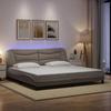 VidaXL Bed Frames with LED Lights, Double Bed with Headboard Cushion, Adult Bed, Bedroom Furniture, Modern, Taupe 3213729