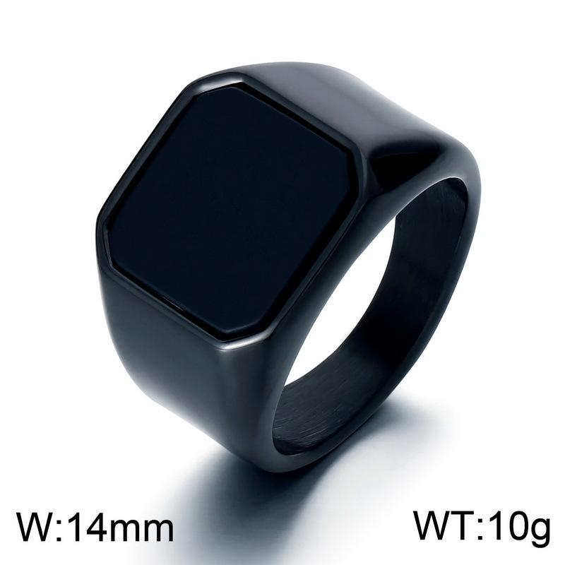 Мужское кольцо Bold Vintage Amber Stone Black Onyx из нержавеющей стали, квадратное, в стиле хип-хоп, готический, панк, байкерский аксессуар