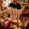 Christmas Reindeer 3D Red Wine Glass Set 3D Holiday Art Water Cup Handless Juice Milk Coffee Mug - Reindeer 3D