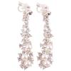 Long Pearl Bijou Earrings 1 Pair Silver 2 Pieces Left and Right Set Zirconia Crystal Ear Clip Charm Rhinestone / (color) CP158/SP