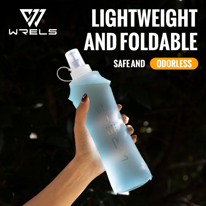 WRELS Running Water Bottle Soft Flask Folding Collapsible Water Bottle TPU BPA-Free Camping Hiking Travel Folding Water Bottle