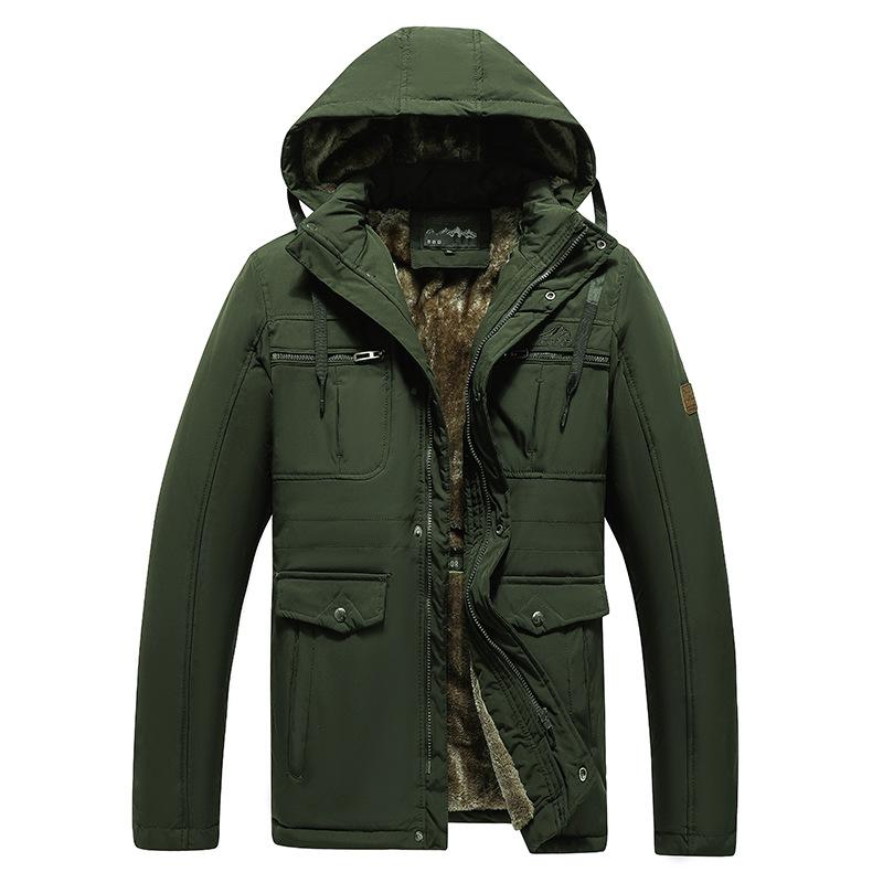 Зимняя мужская бархатная теплая куртка с несколькими карманами, утепленная мужская повседневная куртка с капюшоном, тонкое хлопковое пальто для мужчин