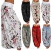 European and American Women's Digital Printing Long Elastic Waist Wide-leg Pants Thin Loose Loose Casual Harem Pants