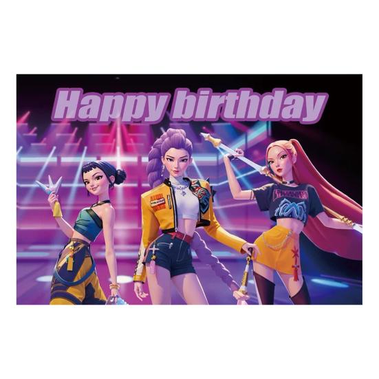 Фоновая ткань Демон Фильм Охотники С Днем Рождения Баннер Задник Подвесная ткань Украшение Детские товары для вечеринки