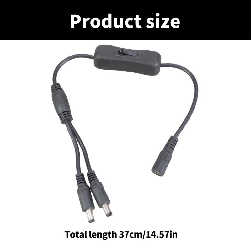 Кабель-разветвитель питания DC5521 Y 5,5x2,1 мм гнездо на 2 штекера Удлинитель-переключатель для видеонаблюдения светодиодной ленты 37 см