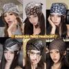 Y2K Small Square Scarf Geometric Shape Leopard Print Silk Scarf Elegant Satin Hijab  Beach