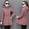 Winter Coat Women  Fashion Middle Age Mother Slim Down Cotton Hooded Jacket Plus Size Casual Solid Warm Thick Outwear Parka