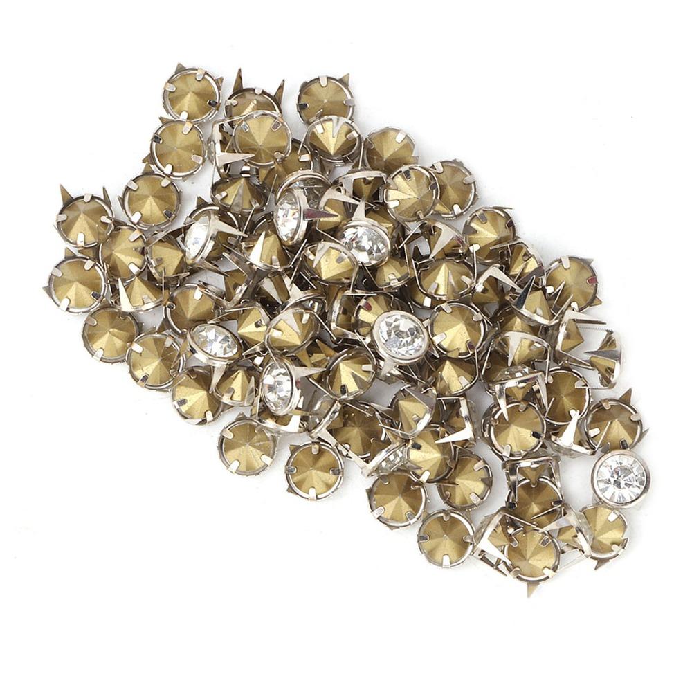 100pcs Crystal Inlay Decorative Metal Studs DIY Leather Craft Studs Leather Craft Decoration