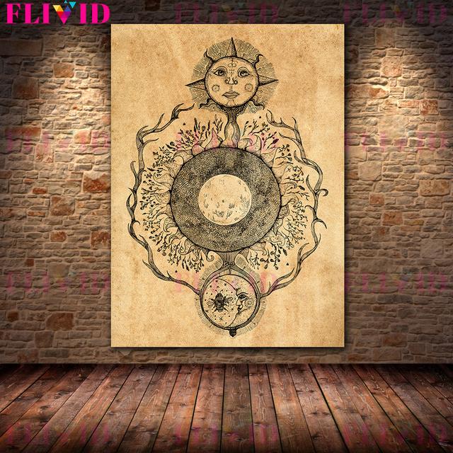 Правило элемента загадочного алхимика Ретро настенное искусство Холст Картина Небесное искусство во Вселенной