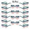 16 шт. в наборе Безободковые солнцезащитные очки в форме сердца Женские Новые Милые Модные Пляжные Оттеночные очки Трендовые Разноцветные Рейв Солнцезащитные очки