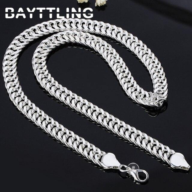 Новинка, ожерелье из стерлингового серебра 925 пробы, 20/24 дюйма, 10 мм, полностью плоская боковая цепочка, ожерелье для женщин и мужчин, модные свадебные украшения, подарок