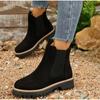 Scrub Leather Women's Inside Heightening Short Boots Platform Chelsea Booties Plus Fleece Warmth Ankle Boots Botas De Mujer